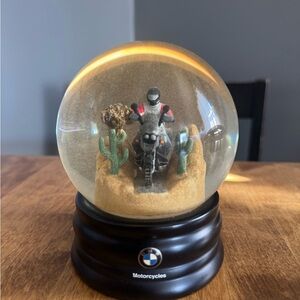 BMW Motorcycle Desert Scene Snow Globe